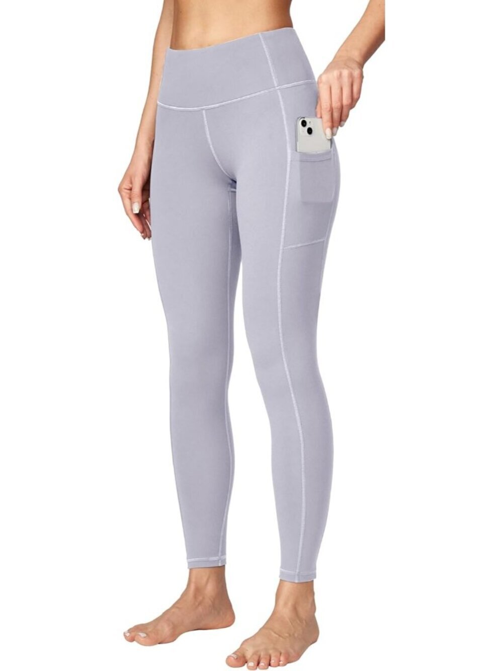 Women's Light Grey Tummy Control Workout Imported Compression Yoga Leggings
